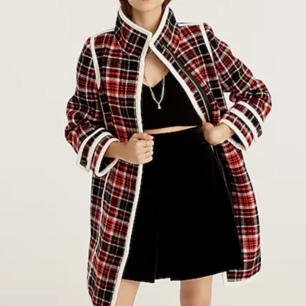 J. Crew Collection Car Coat In Winter Plaid Italian Stadium-Cloth Wool - Picture 2 of 11